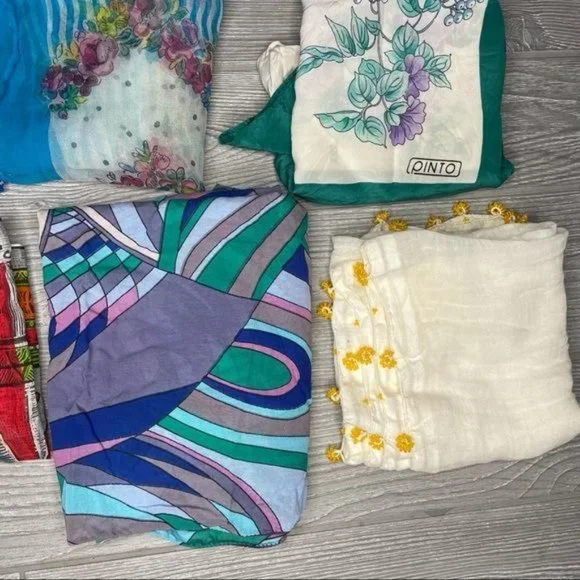 Bundle of 13 decorative scarfs wraps scarves accessories vintage funky floral de